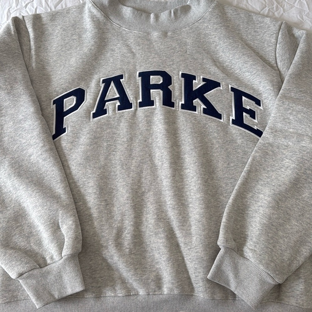 Parke Varsity Mockneck, classic grey with navy letters, size XXL